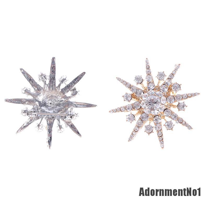 (Adornmentno1) Pin Bros Snowflake Hiasan Kristal + Berlian Imitasi