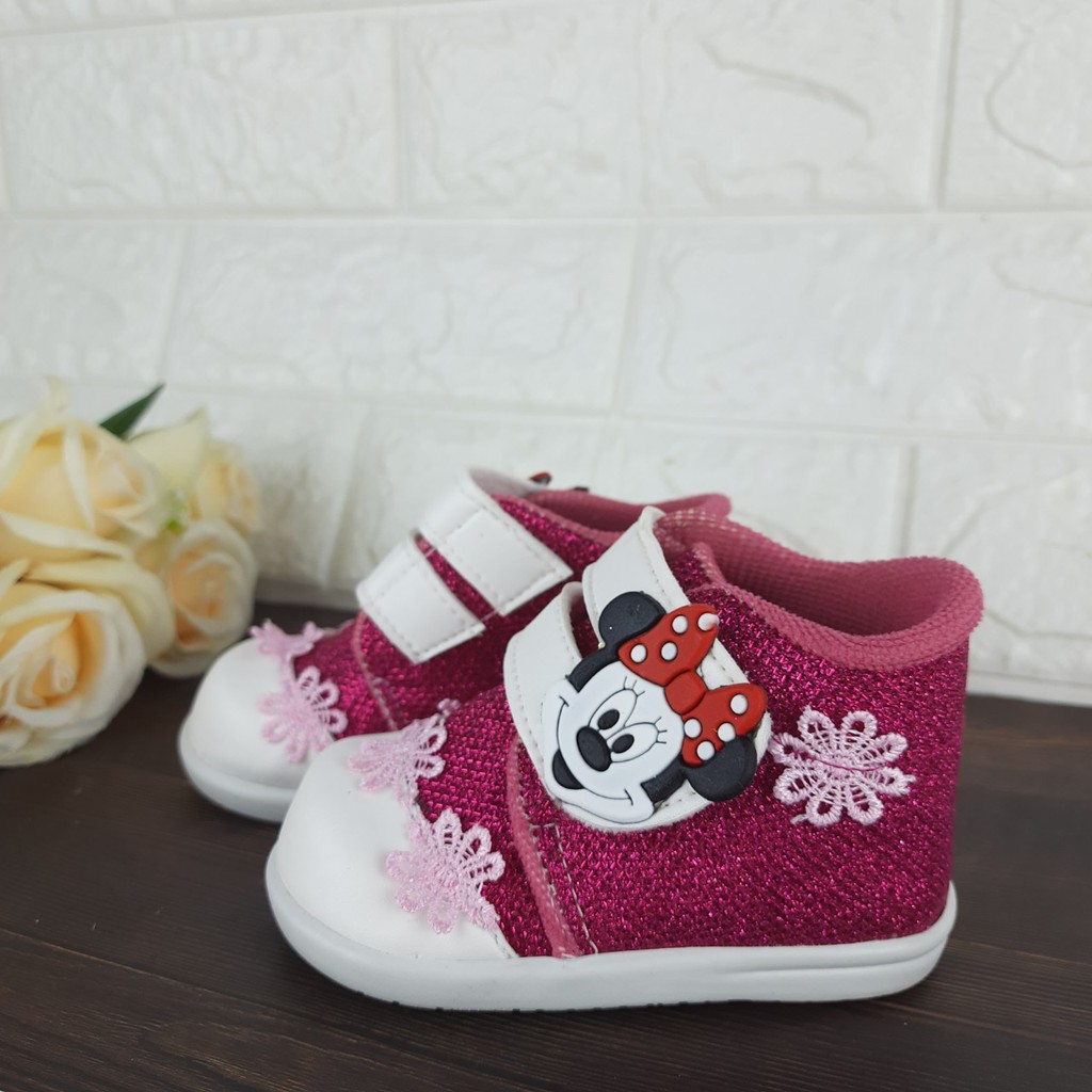 [TAMAN SEPATUKU] SEPATU TRENDY MURAH PESTA ANAK MICKEY MOUSE PINK BUNYI 1 2 3 TAHUN FAX16