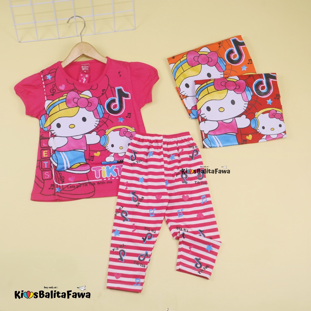 Setelan Hello Katty uk 3-4 Tahun / Baju Anak Karakter Legging Perempuan Murah Celana Panjang Import