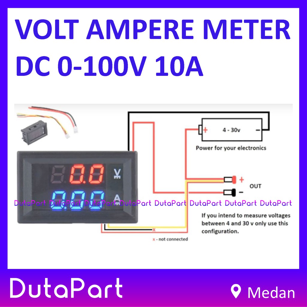 Dual Digital VoltMeter AmpereMeter DC 0V - 100V 10A Volt Ampere Meter