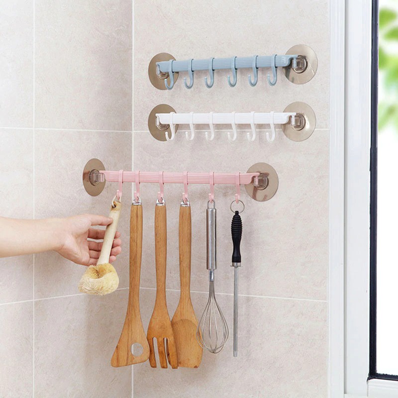 Outer Rak Gantungan Peralatan Dapur 6 Hole Strong Adhesive Hook - Ou007