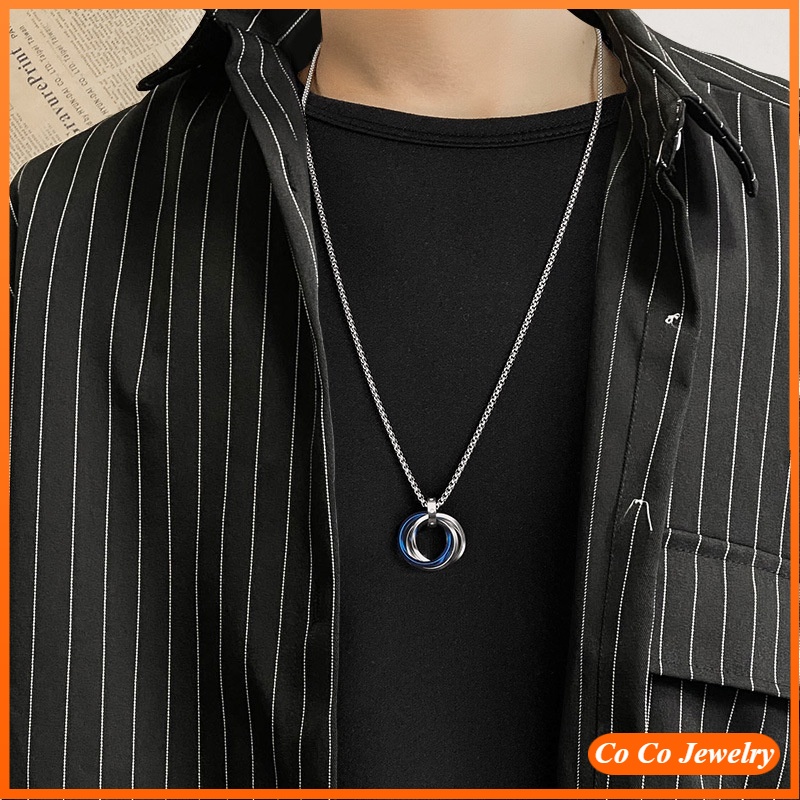Three-ring Pendant Hip Hop Hiphop Fashion Jewelry Accessories Korean Style Simple Necklace