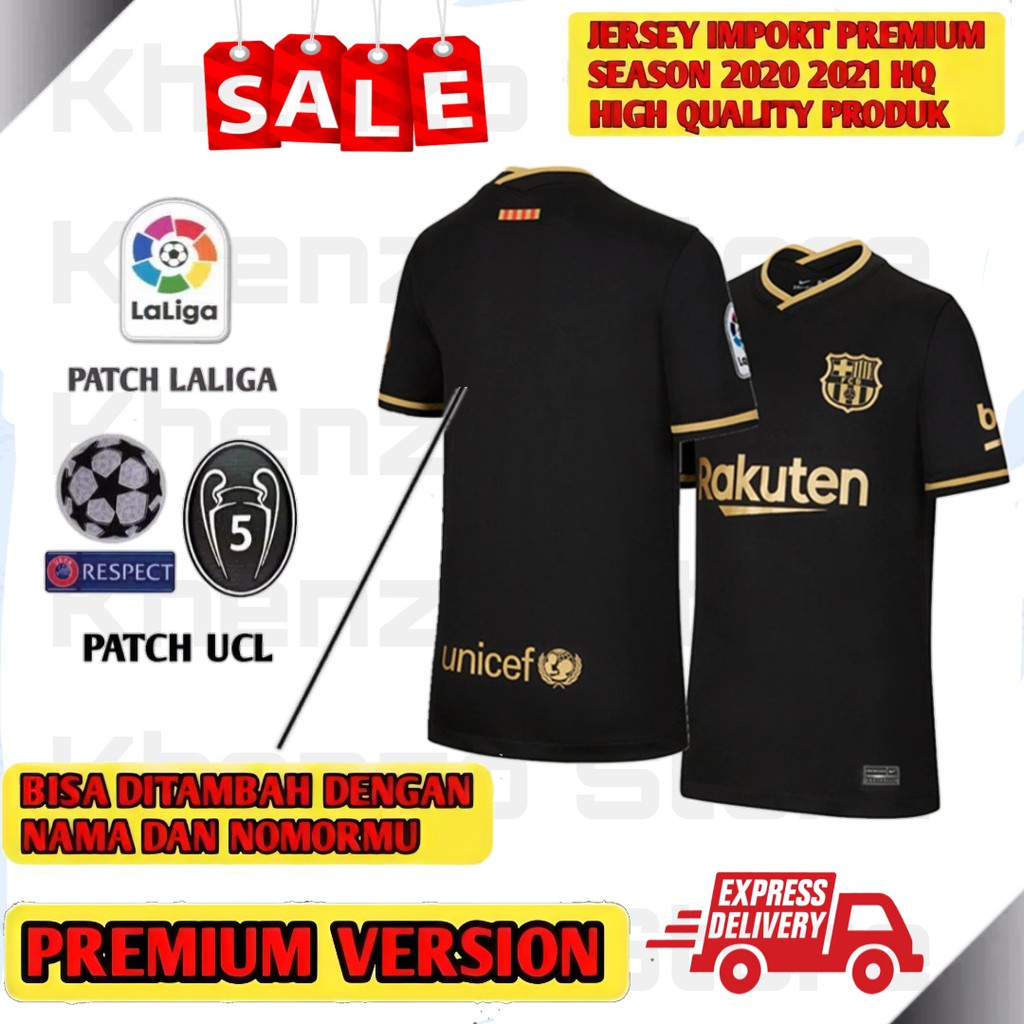 Jersey Bola Barca Away Full Patch GO 2020/2021 Size S-XXL High Quality