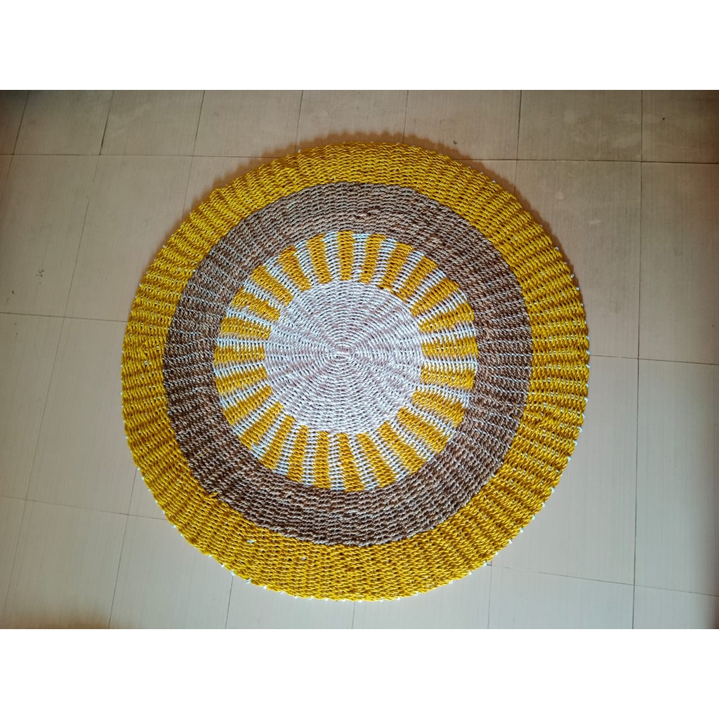 Rug Anyaman Seagras/Karpet Seagras Bulat Warna/Floor Mat 120cm Murah
