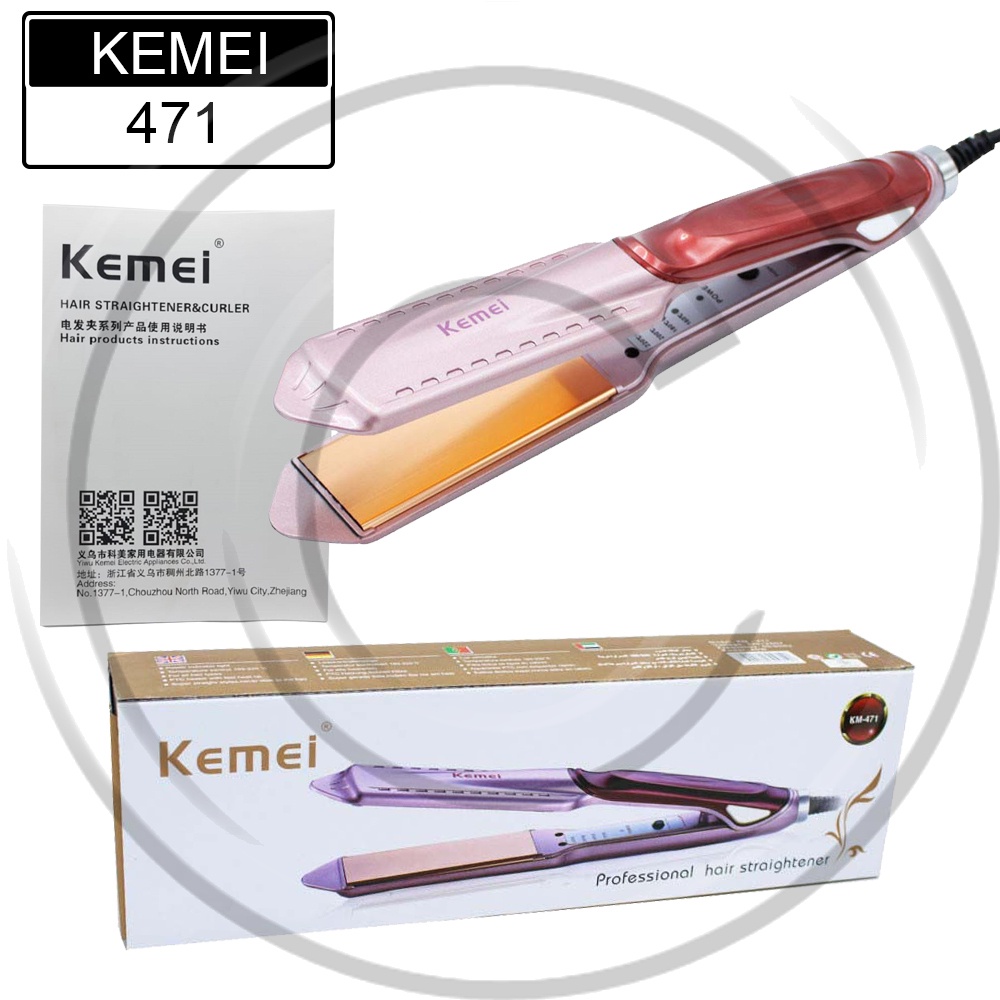 KEMEI / KM-471 / Catokan Pelurus / Hair Straightener Temperatur Adjustable Bahan Keramik - CO ORIGINAL TERMURAH