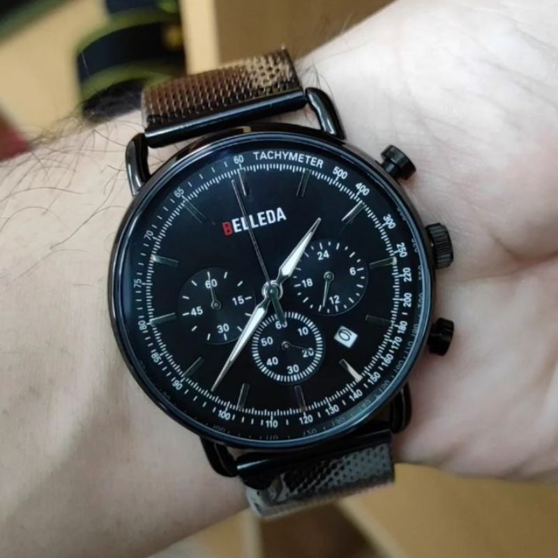 jam tangan belleda pria rantai pasir original