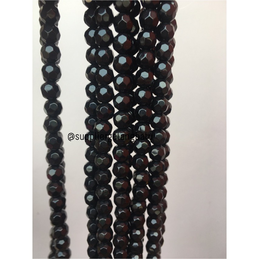 kristal bola dunia cutting 10mm HITAM ceko bulat craft manik beading supplier grosir fashion bahan