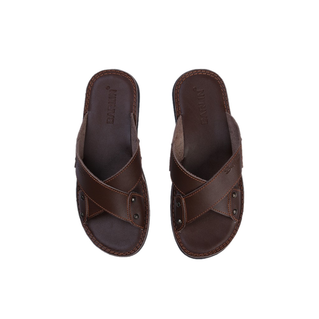 Sandal Casual Pria Full Kulit asli 100% - Sendal Slop Barlin Original - SM08