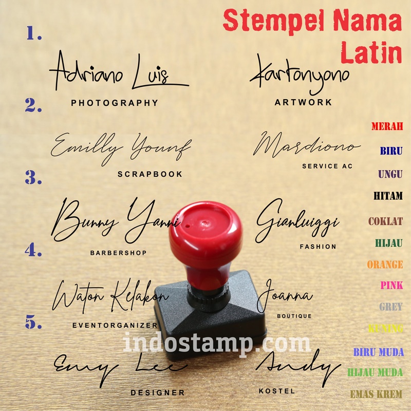 

stempel latin tulisan tanda tangan desain logo signature indostamp