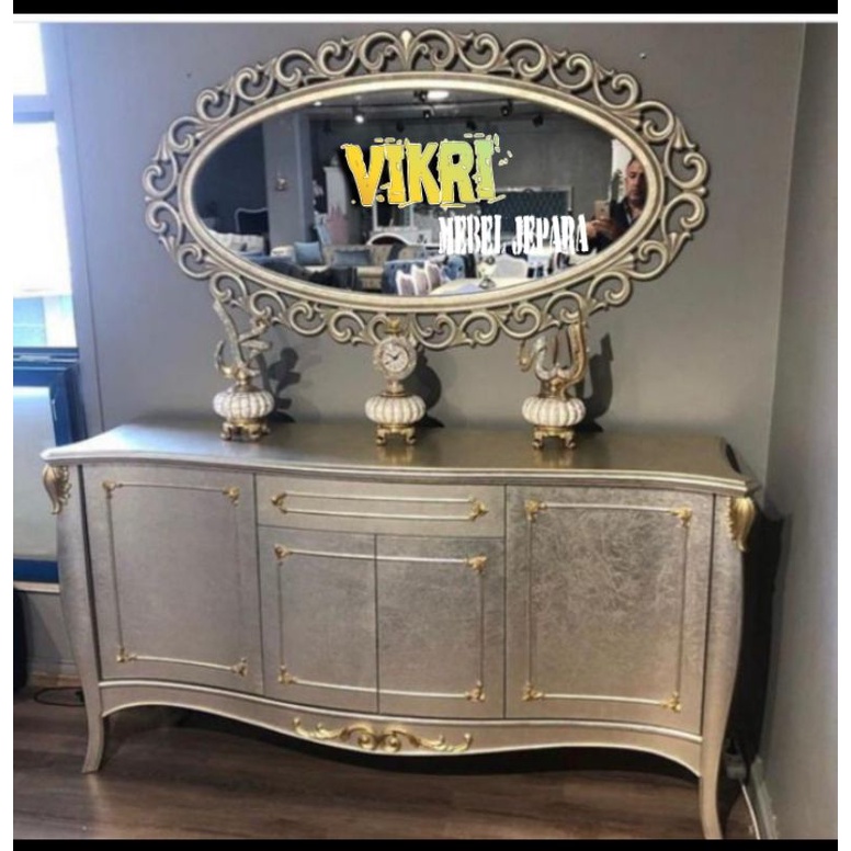 bufet+ kaca rias,mebel.jepara,furniture