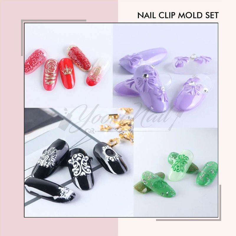 Nail clip mold set 3pcs mold silicone nail art clips nail art cetakan