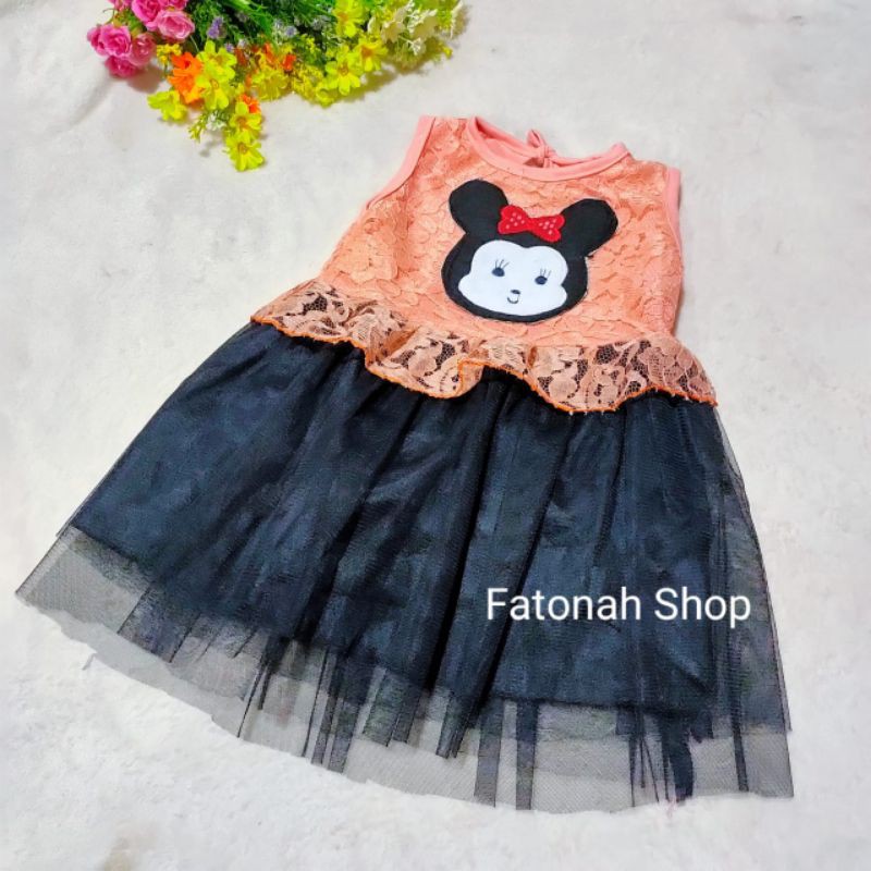 Dress anak cewek lucu 1 2 tahun tutu hitam baju anak perempuan ( tsum-tsum)