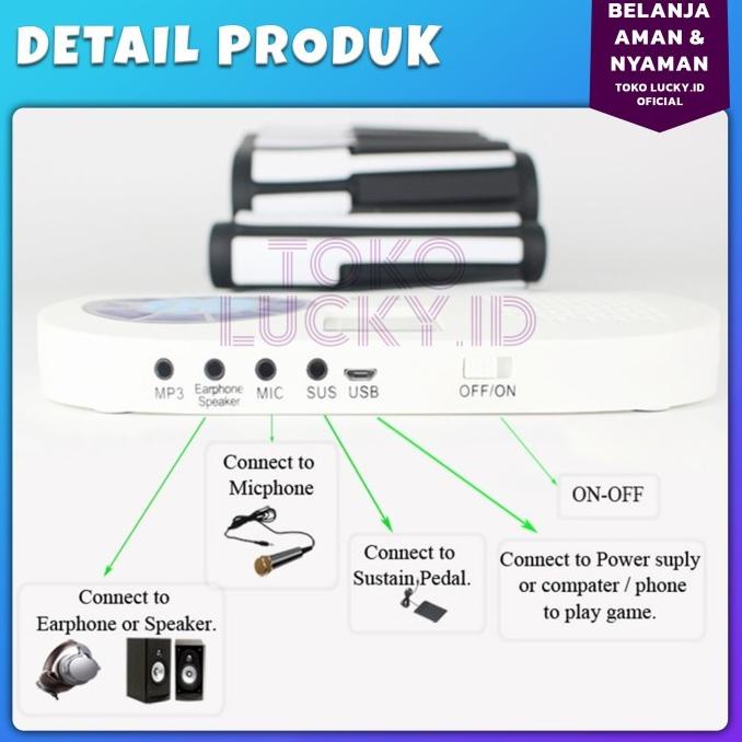 Piano Lipat Digital 61 Keys Portable Hand Roll Up Piano Silicone