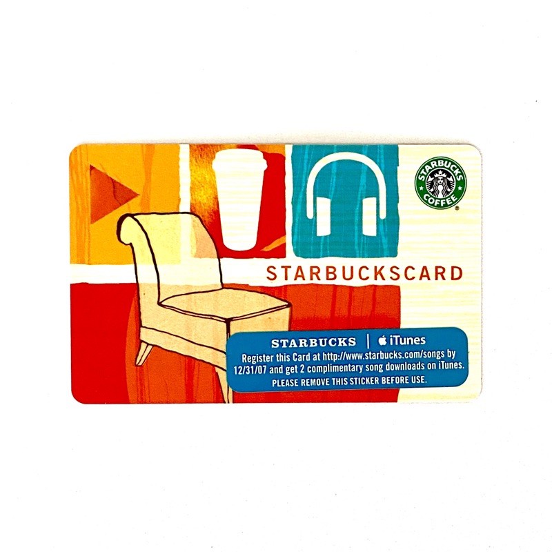 Chair Coffee Music Starbucks Card plus iTunes Kartu US 2007 Old Logo