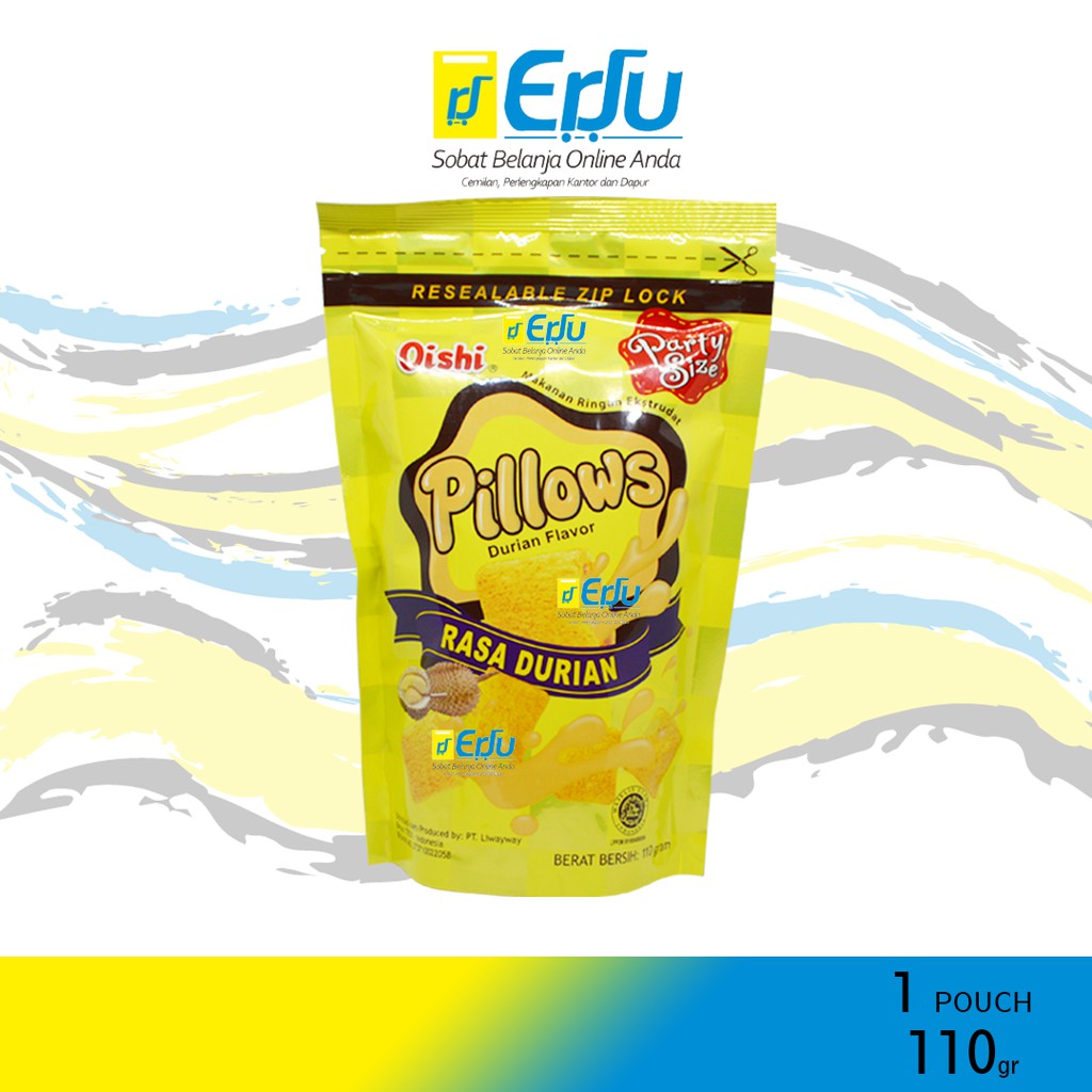 

POUCH Oishi Pillow Durian Snack Bantal Isi Vla Durian Halal MUI - 110gr