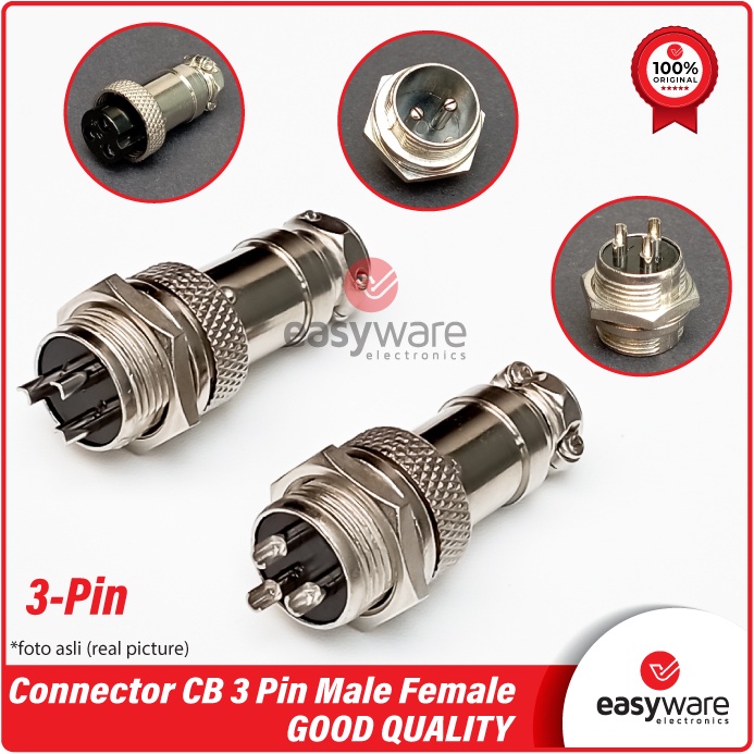 Set Aviation Plug Socket 16mm GX16 3 Pin Connector CB 3 Pin Male Female