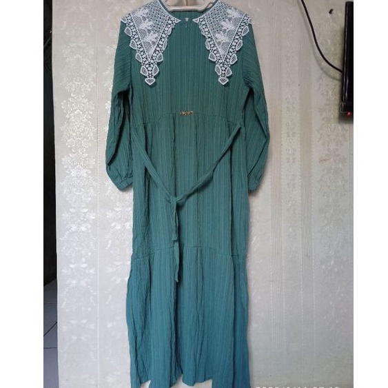 gamis midi serat kayu midi kerah korea