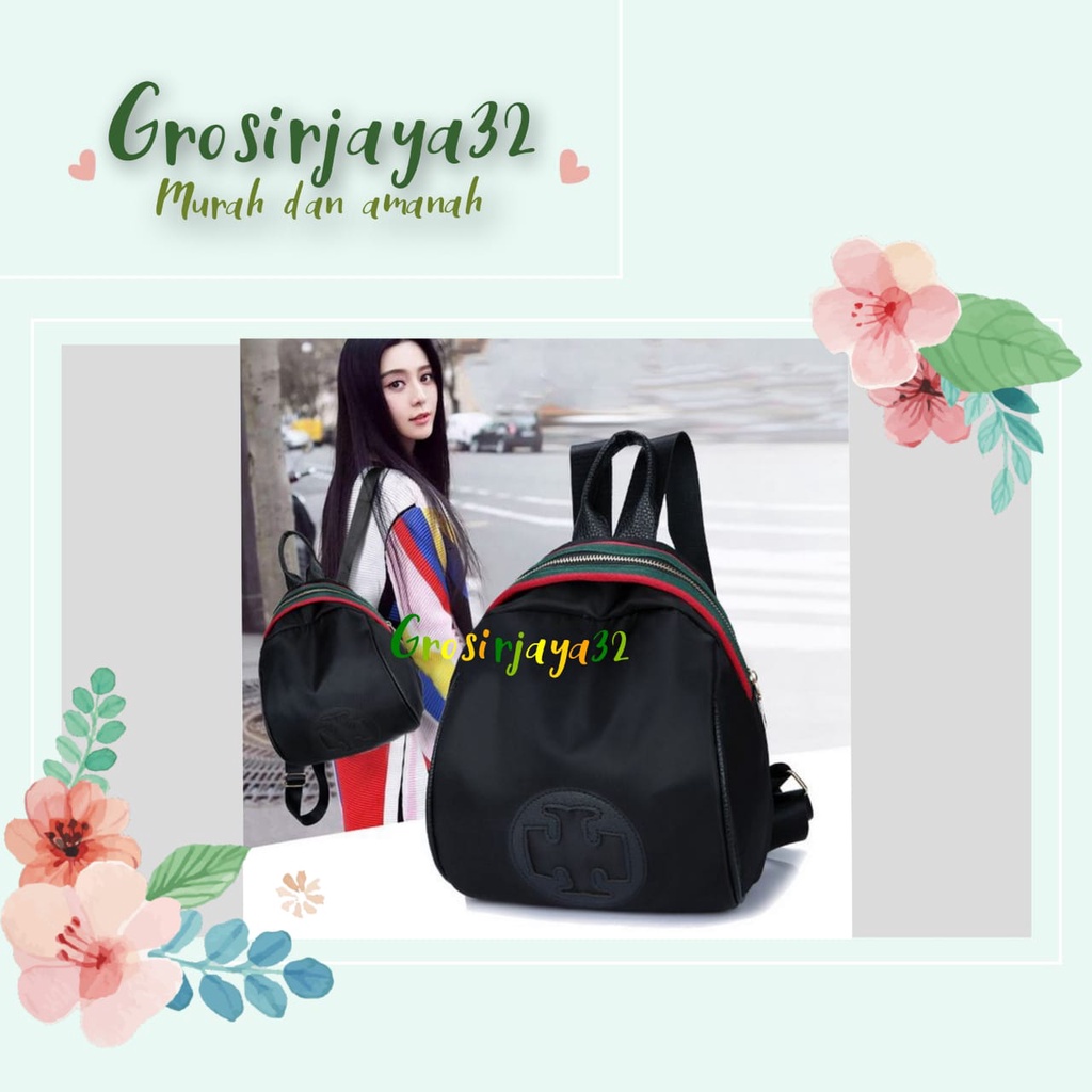 PROMO Tas Ransel Backpack Hitam Kecil Kain Nylon Cewek Korea TAS001