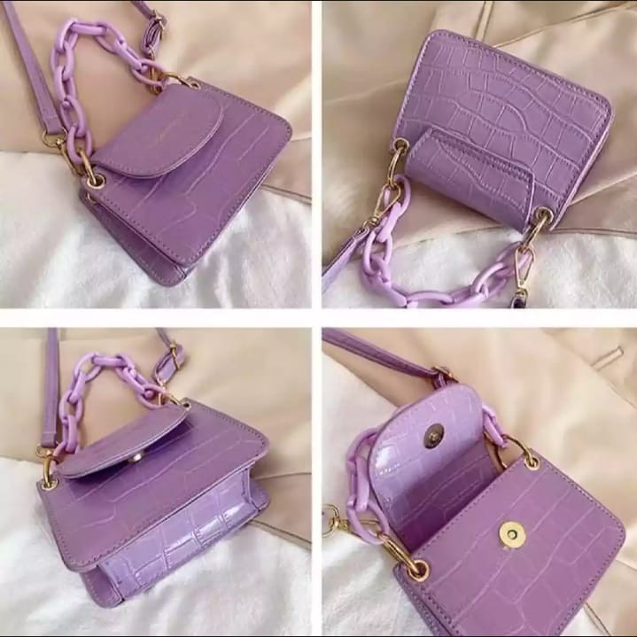 (COD) Tas Selempang Mini Candy Lilac Wanita Terbaru 2021 / Sling bag CROCO ELLSA / Tas Berkualitas