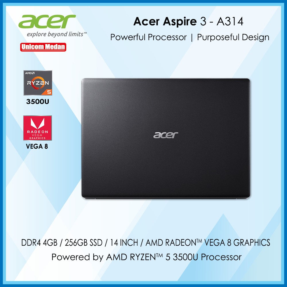 Acer Aspire 3 A314 AMD Ryzen 5 3500U |DDR4 4GB | 256GB SSD | Vega 8