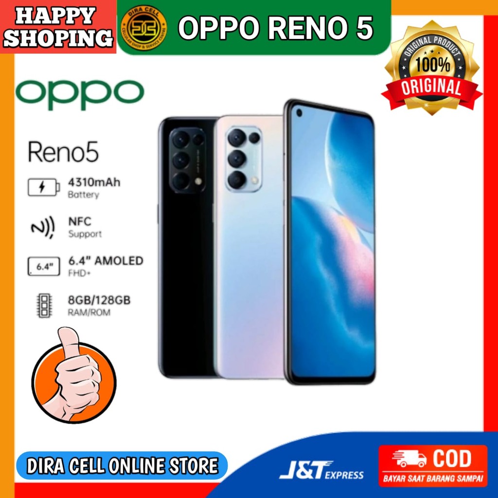 Hanphone oppo terbaru hp OPPO RENO 5 RAM 8GB ROM 128GB garansi resmi 1 tahun