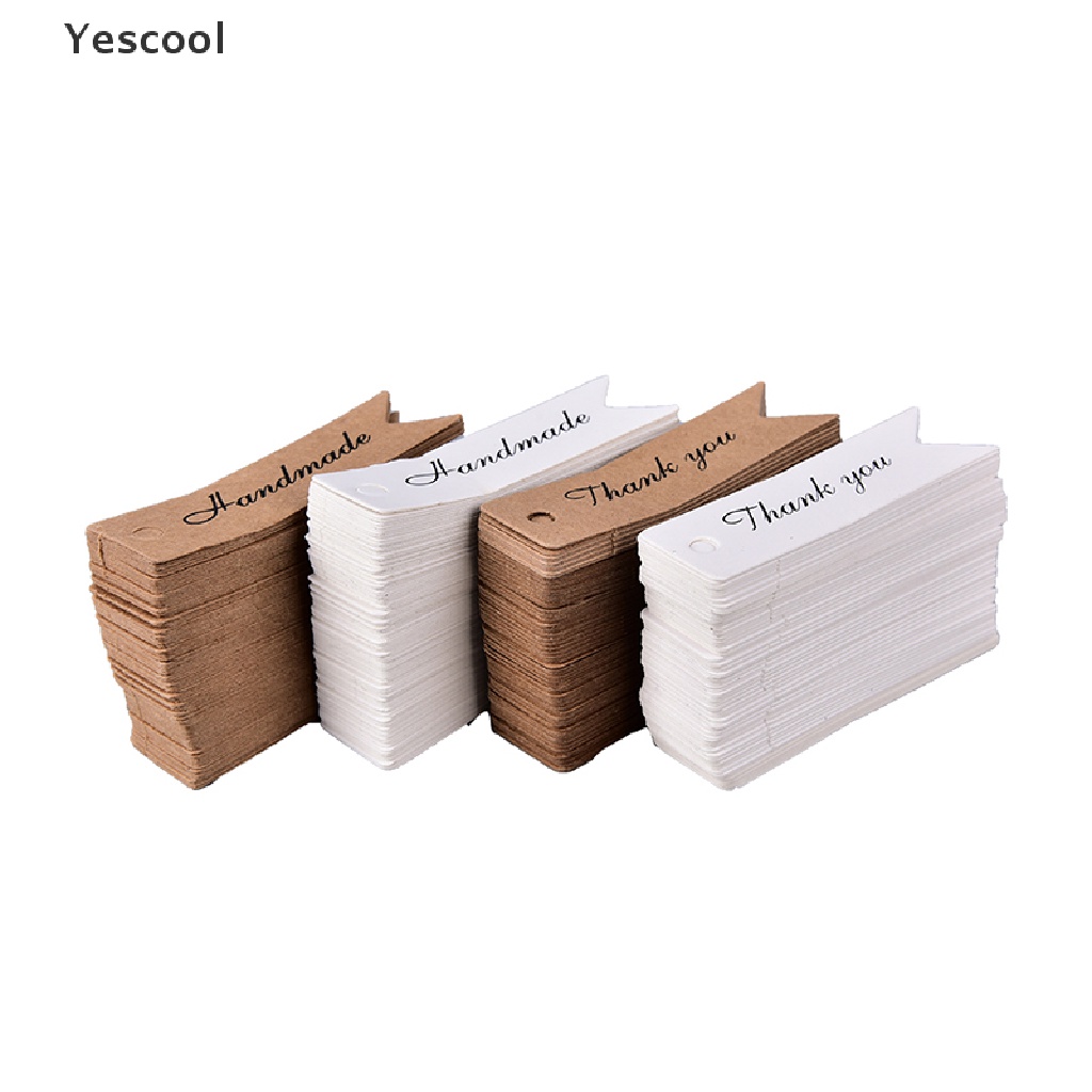 Yescool 100 Vintage Kraft Paper Tags Gift Price Craft Card Name DIY Tags Wedding Favor .