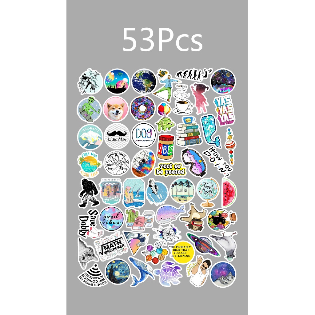 50/53/103Pcs Waterproof Refrigerator Skateboard Decoration Mixed Decals Laptop Sticker