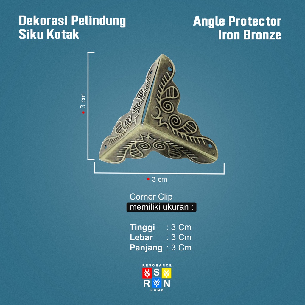 Siku Hiasan Dekorasi Pelindung Sudut Kotak Kayu Antik 25mm / Angle Protector Resonance Home