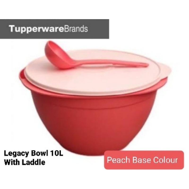 Tupperware Legacy Bowl 10 Liter With Laddle - Peach // Baskom Mangkuk Besar Dengan Centong