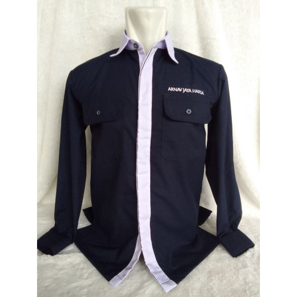 Kemeja pria lengan panjang (bahan texmoda/nagata) costum logo sablon / bordir termurah