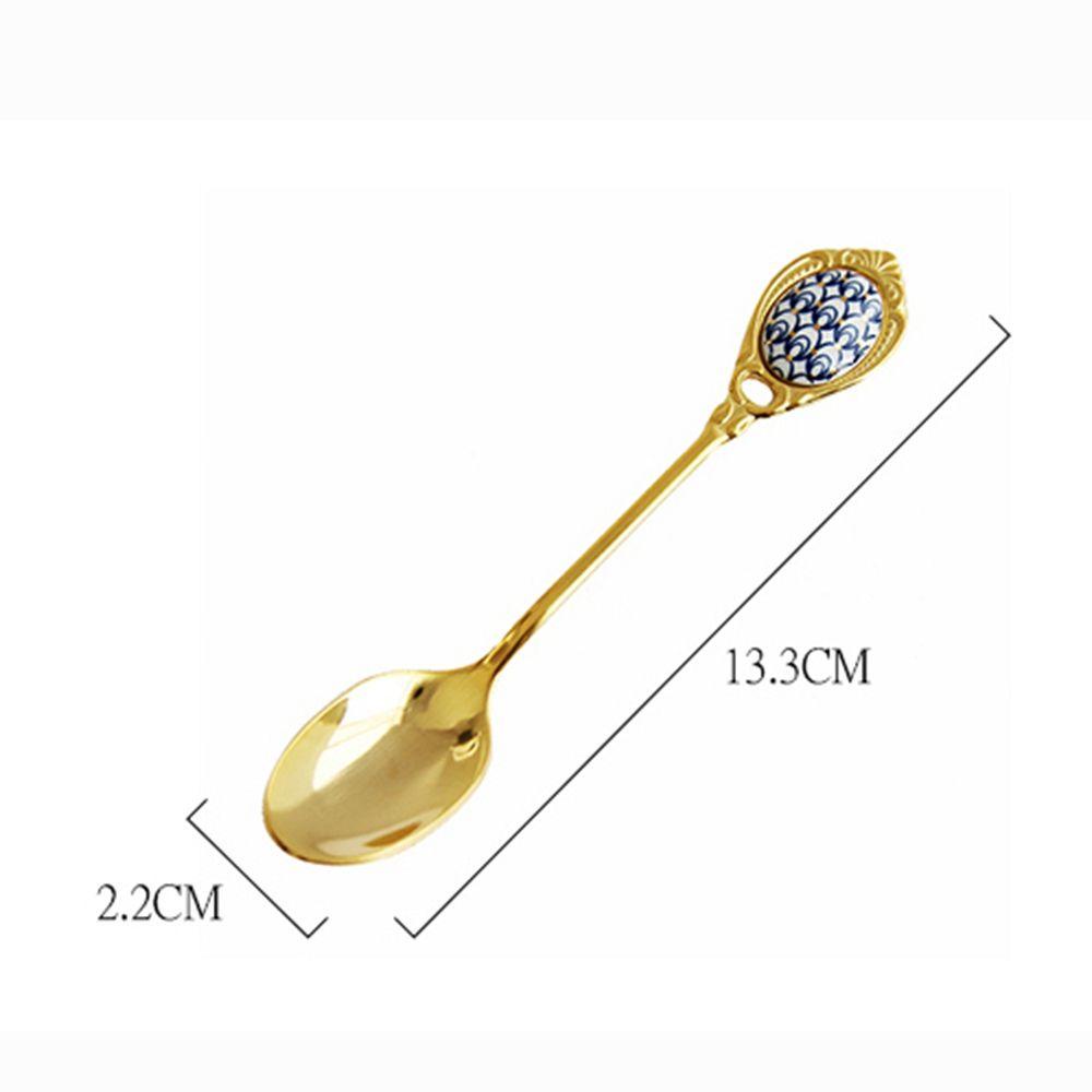 [Elegan] Sendok Teh Peralatan Makan Bahan Stainless Steel Halus Gold Plating Dengan Tangkai Panjang Sendok Kopi