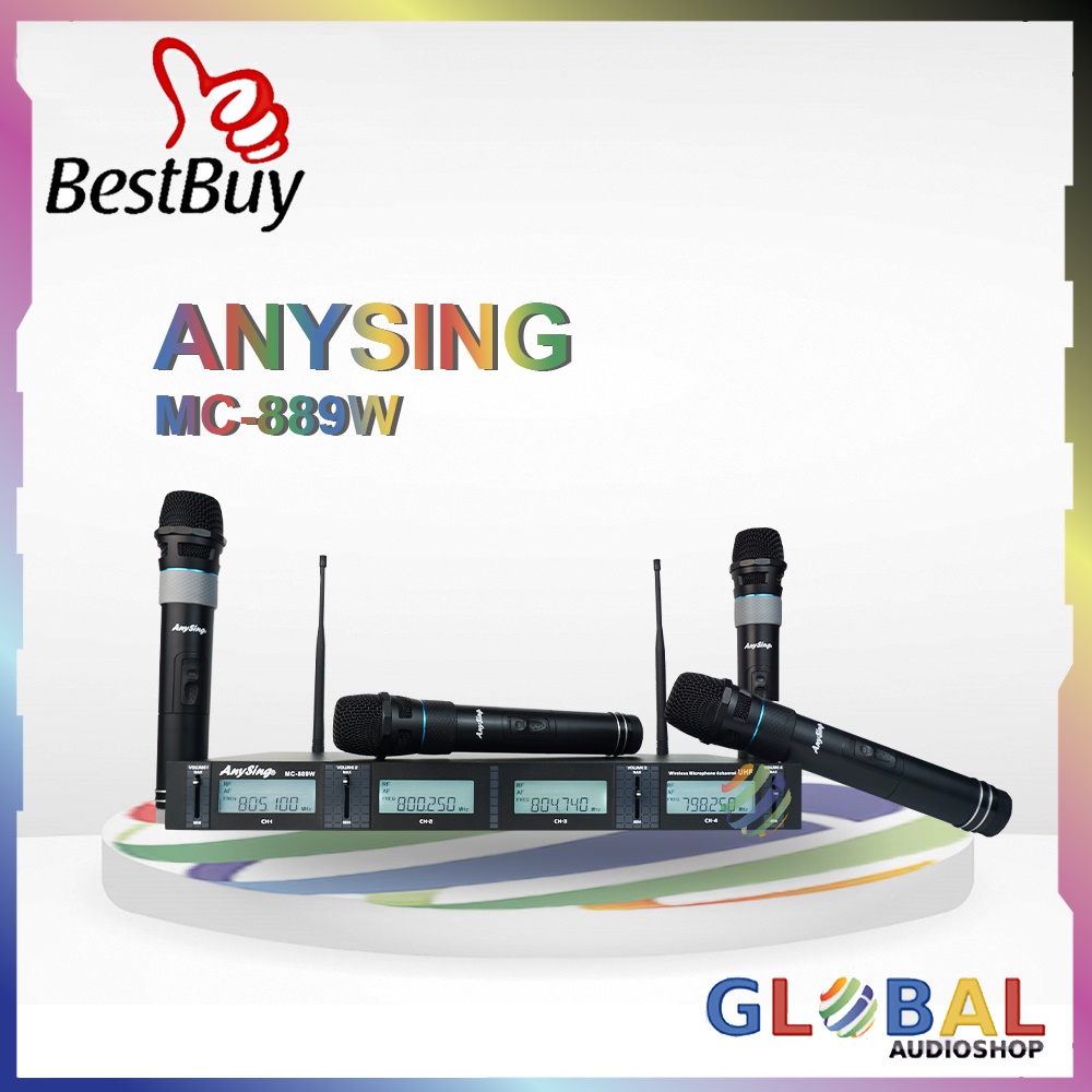 Anysing MC889 W /MC-889 W Mic Wireless 4 channel UHF MC889W