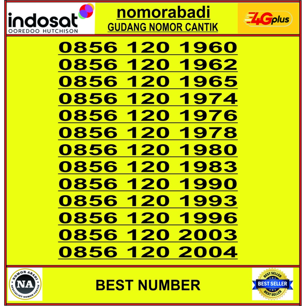 nomor cantik indosat 4G tahun H444