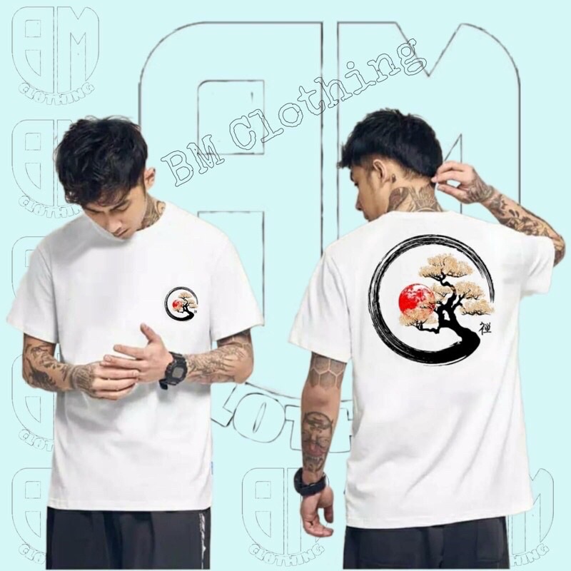 BAJU KAOS T SHIRT ATASAN DISTRO PRIA WANITA GAMBAR JEPANG JAPAN BELAKANG SAKURA KEREN MURAH PUTIH XL