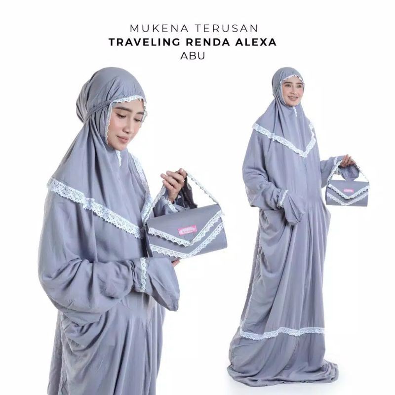 Mukena Terusan Traveling Renda Alexaa