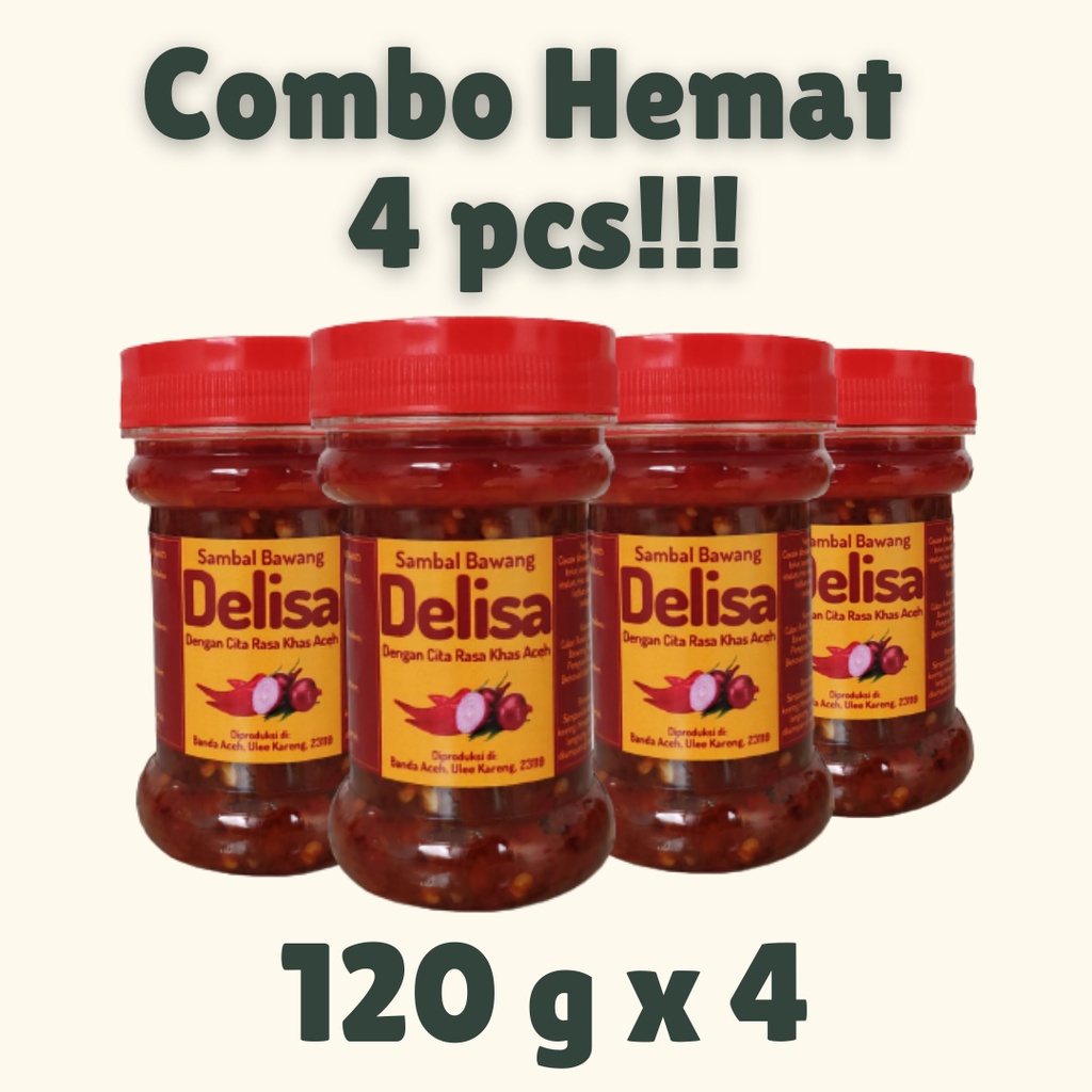 

Paket 4 Pcs / Sambal Bawang Delisa Termurah Khas Aceh / Sambel Cabe Bumbu Geprek Hemat / Saus Saos / Masakan Makanan di Banda Aceh / Bu Rudy