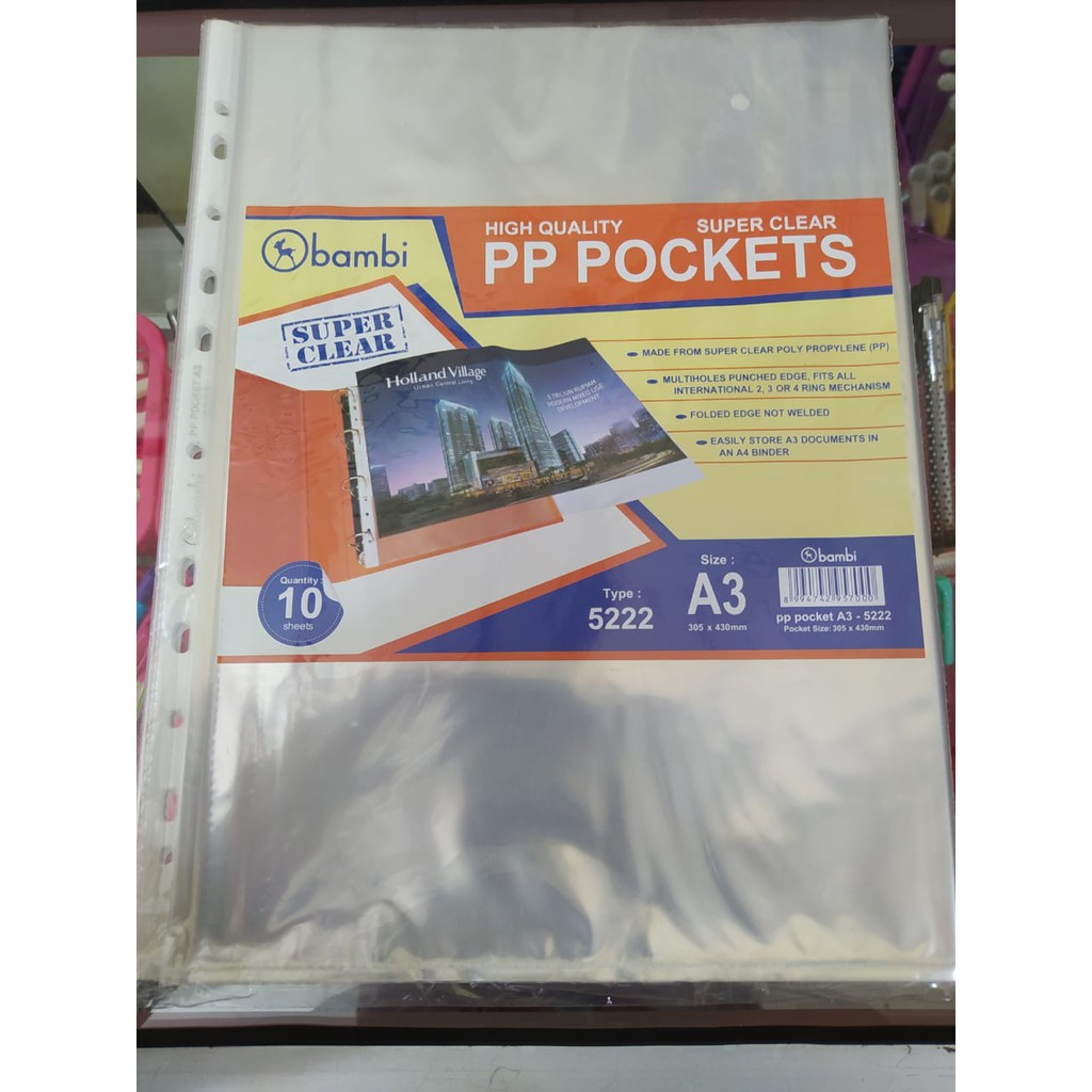 

protector sheet / pp pocket A3 bambi