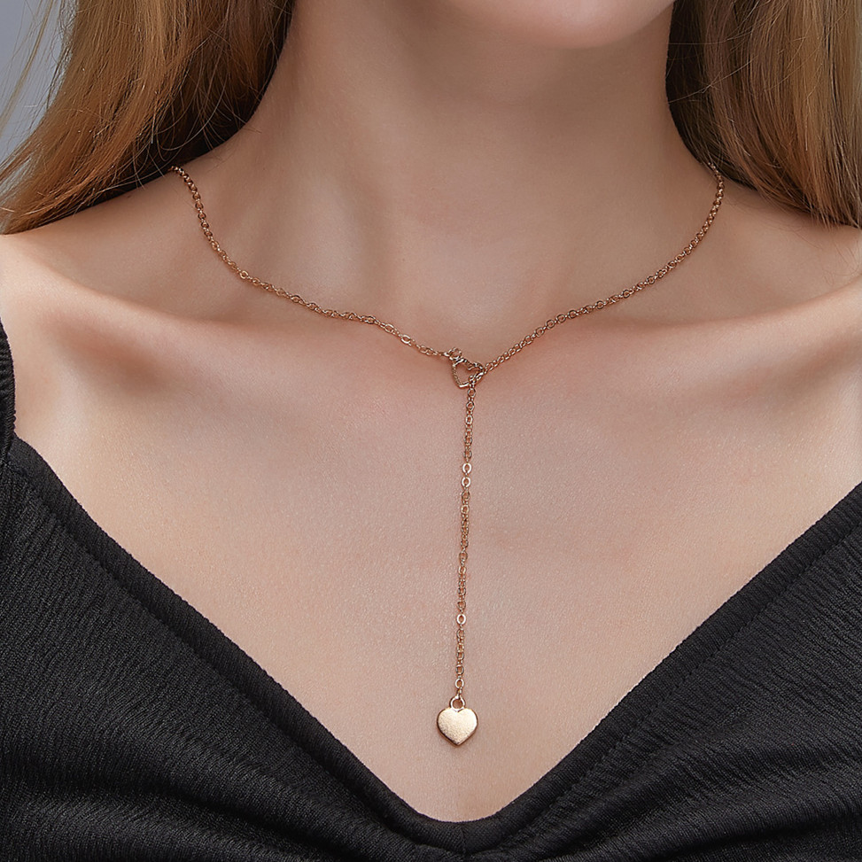 In Kalung Liontin Hati Panjang Fashion Korea Menyukai Gadis Rantai Klavikula Kalung Wanita Liontin