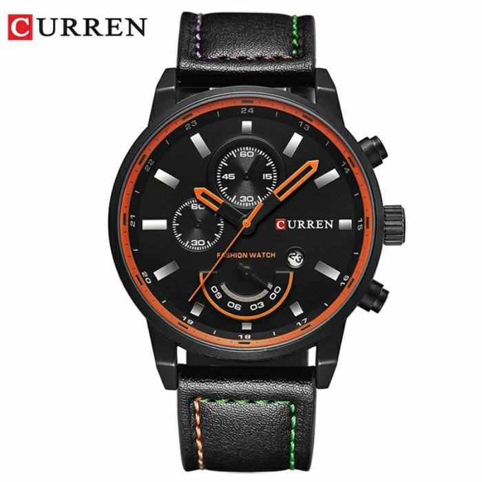 Jam Tangan Pria Fashion Murah Watch Keren COD Terbaru B0V2 Jam Tangan Pria CURREN 8217 Tali Kulit Or