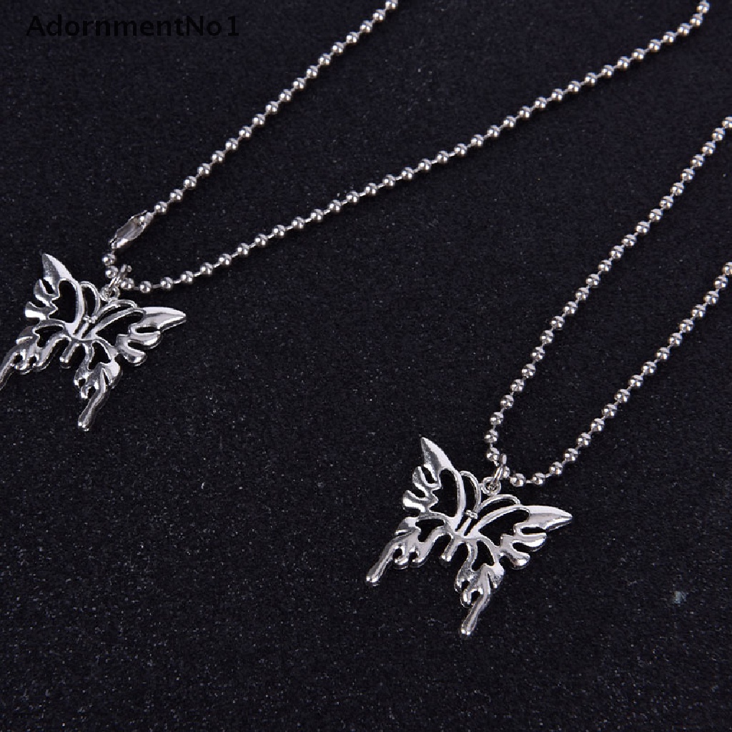 (AdornmentNo1) Kalung Rantai Dengan Liontin Kupu-Kupu Sexy Bahan Stainless Steel Gaya Gothic Untuk Wanita