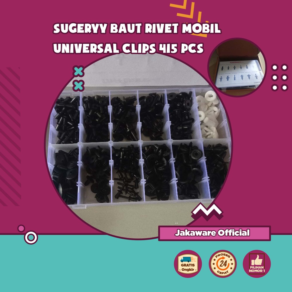 BAUT RIVET MOBIL UNIVERSAL SNAP JOINT CLIP 415 PCS PANEL PINTU AKSESORIS INTERIOR VARIASI DEKORASI H