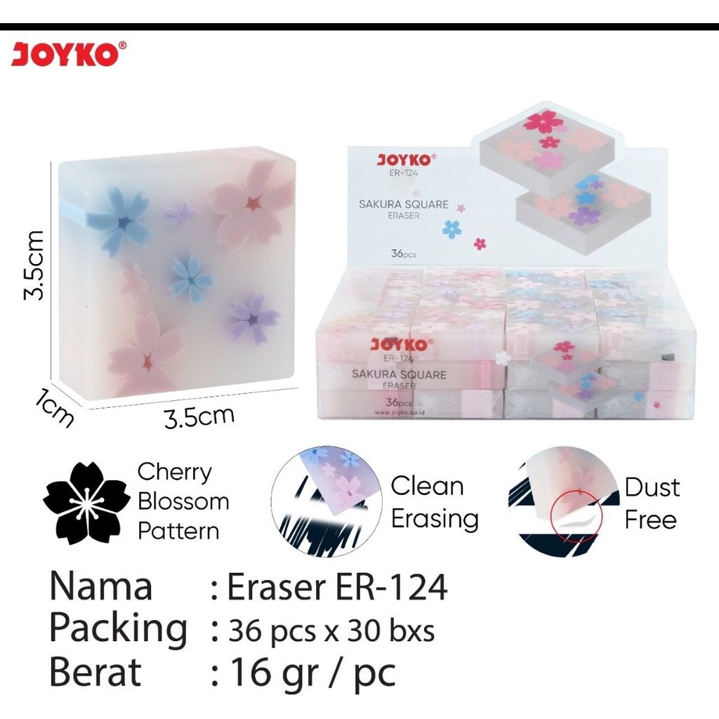 

penghapus joyko sakura er 124 satuan kotak