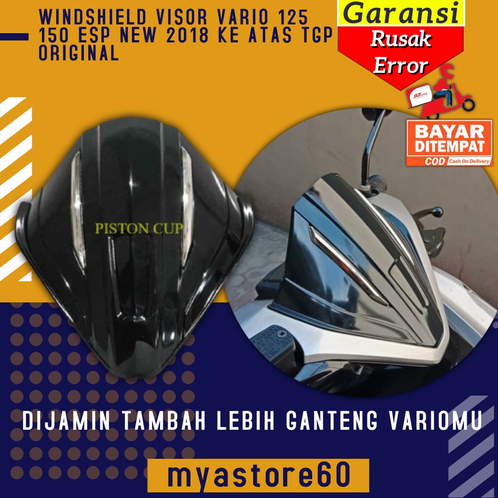 WINDSHIELD TAMENG ANGIN COVER VISOR VARIO 125 150 ESP NEW 2018 KE ATAS HITAM TGP ORIGINAL PRESISI