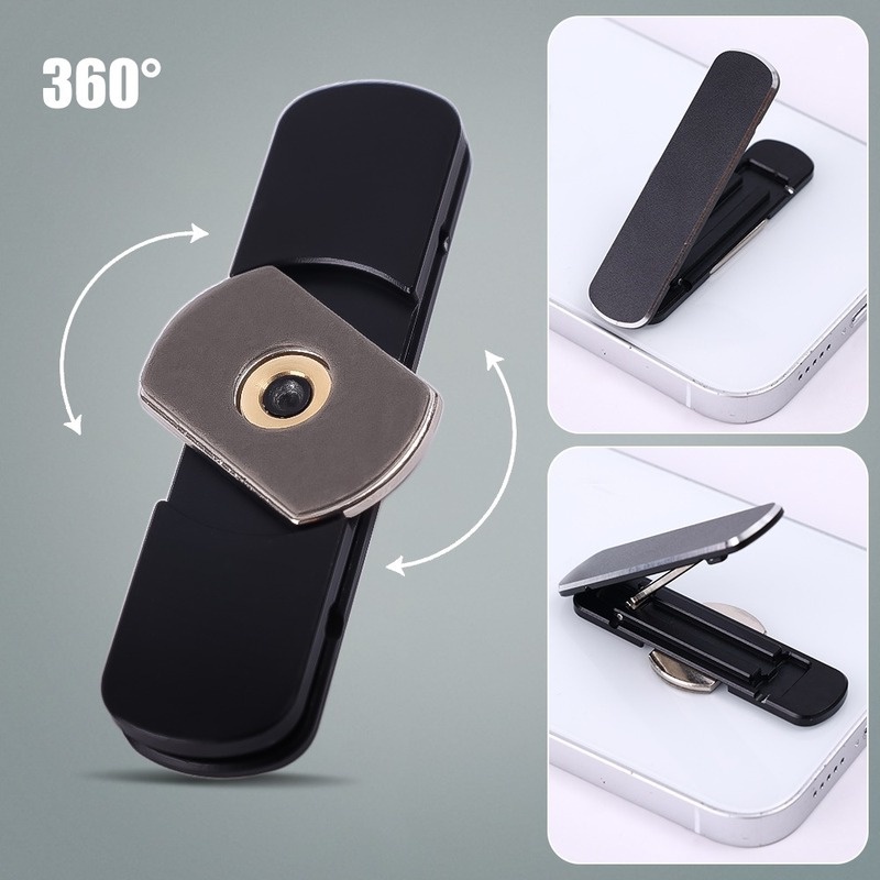 Holder Handphone Universal Bahan Aluminum Alloy Dapat Dilipat / Berputar 360 Derajat° Stand Bracket Metal Mini Invisible Rotasi Putar Kualitas Tinggi Untuk Handphone Universal