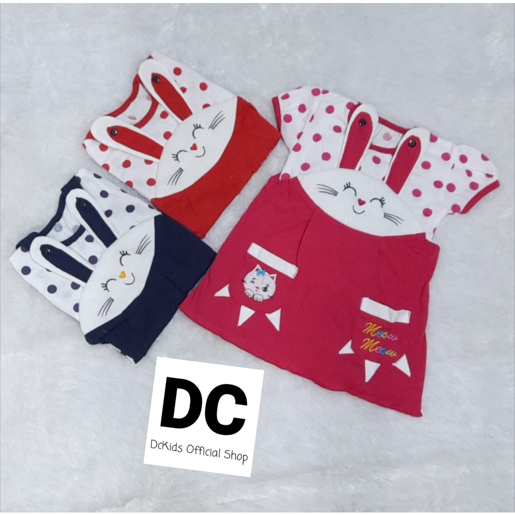 DcKids JUMPER BAYI PEREMPUAN MOTIF MEOW/DRESS BAYI PERMEPUAN/BAJU JUMPER BAYI PEREMPUAN 2-10BULAN