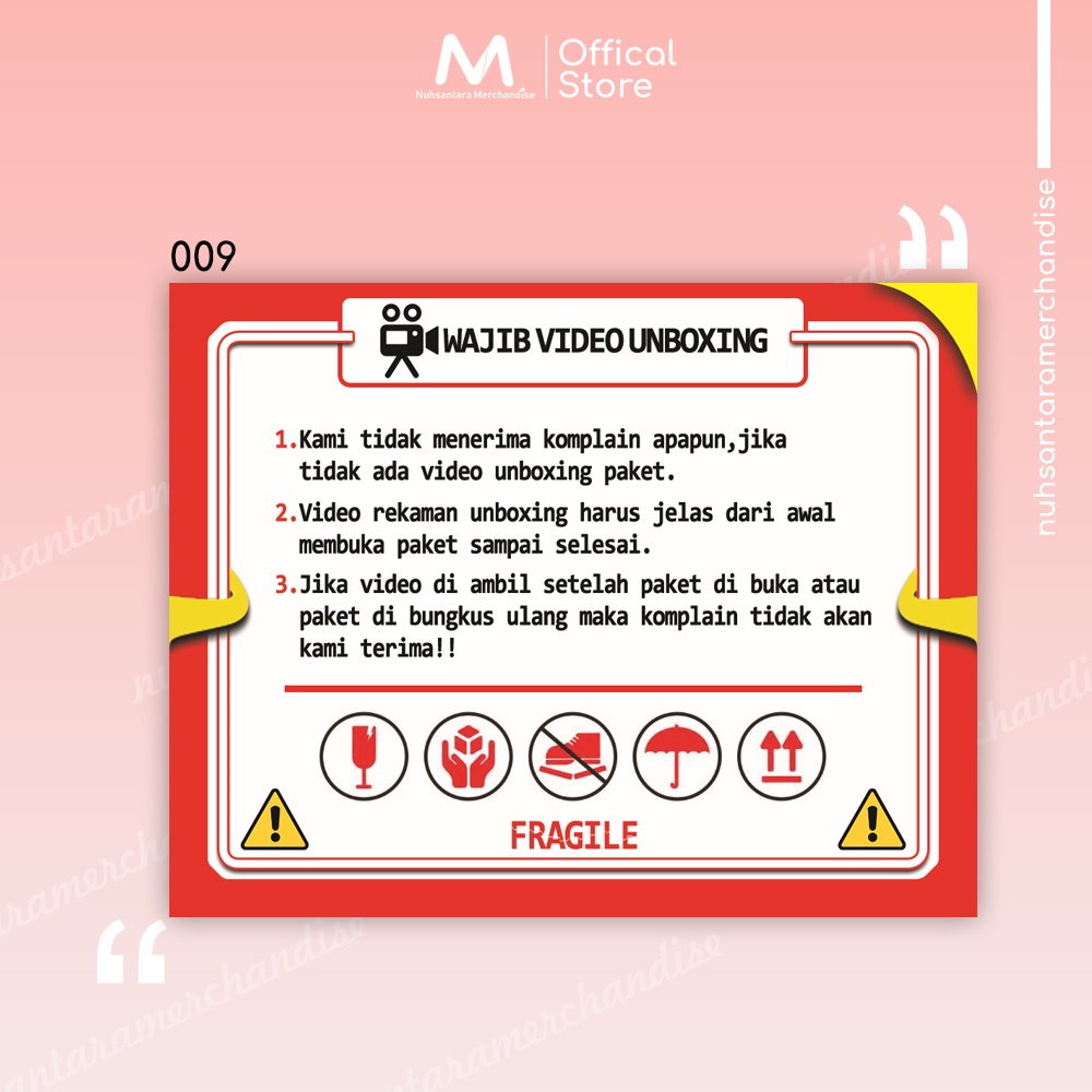 Sticker Unboxing Pengiriman Stiker Fragile Wajib Video Unboxing Stiker Segel Unboxing paket Olshop-009