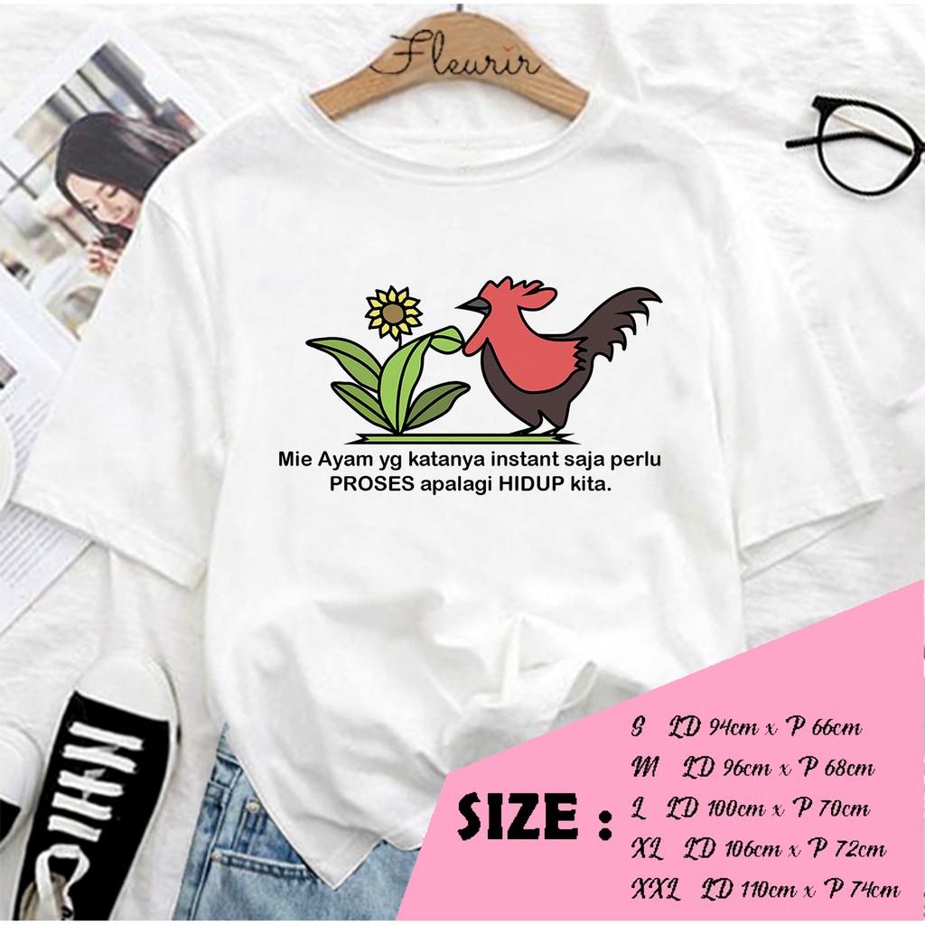 FLEURIR - KAOS WANITA DEWASA MANGKOK MIE AYAM LENGAN PENDEK TUMBLR TEE UNISEX