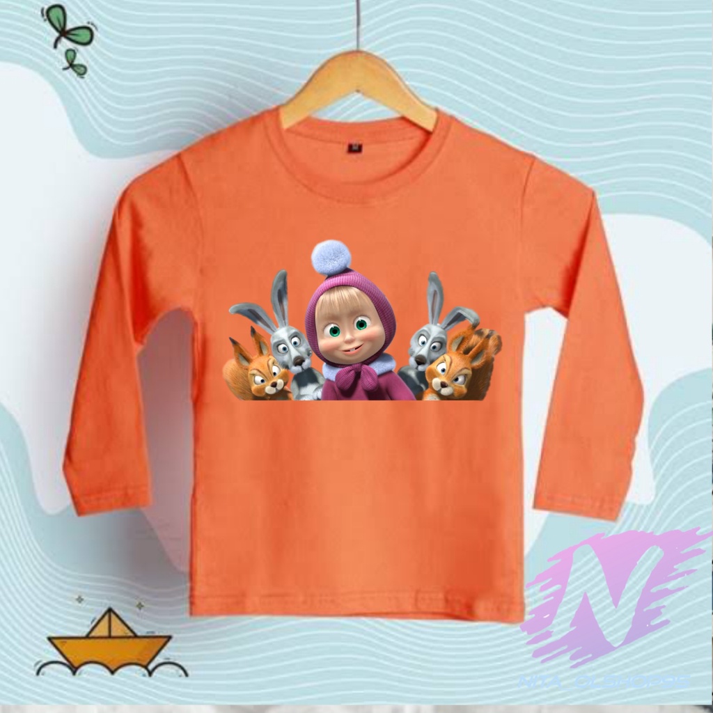 kaos marsha and the bear baju kaos anak lengan panjang marsa dan teman teman