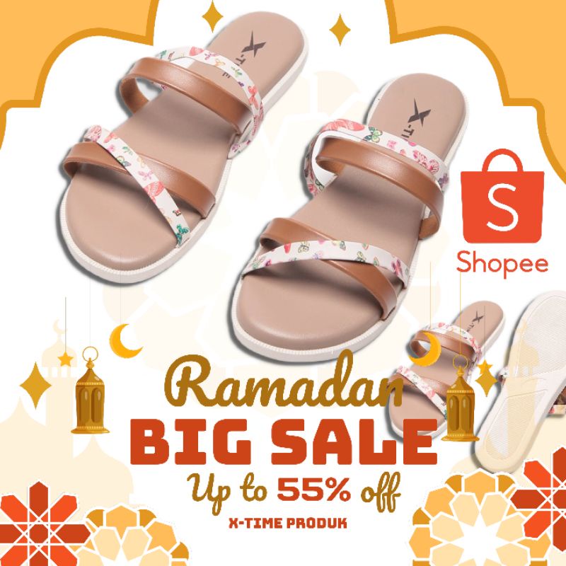 Sandal Wanita X-Time Sakura Sandal Slip On Flat Lady