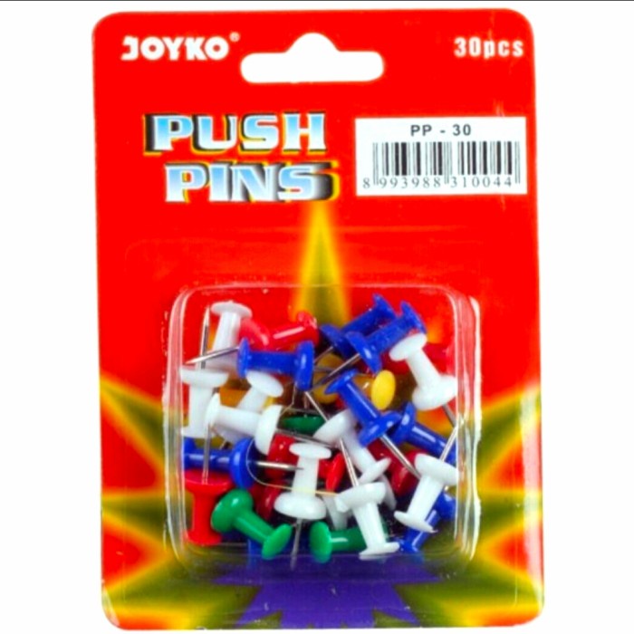 

Push Pin Joyko Warna Warni (Per Pack Isi 30 Pcs)